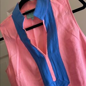 Sail to Sable bright pink and blue dress